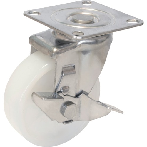 トラスコ中山 ユーエイ キャスターステンレス製S付自在車 100径ナイロン車輪(ご注文単位1個)【直送品】