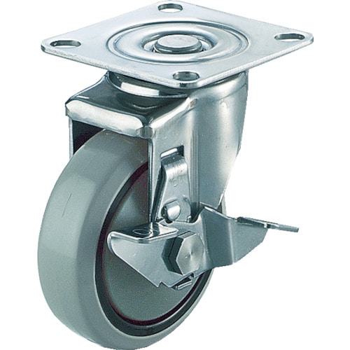 トラスコ中山 ユーエイ キャスターステンレス製S付自在車 125径ナイロンホイルウレタン車(ご注文単位1個)【直送品】