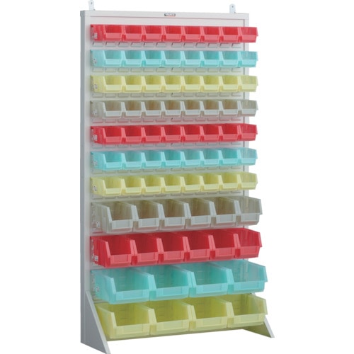 トラスコ中山 TRUSCO パネルコンテナラック 片面式・床置タイプ・コンテナ半透明仕様 910×320×H1600 ホワイト 小×56 中×12 大×8（ご注文単位1台）【直送品】