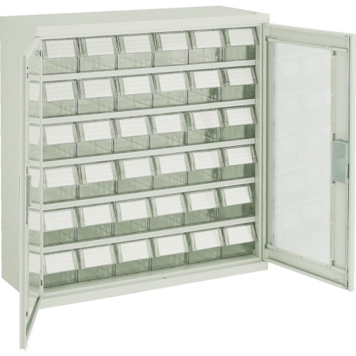 トラスコ中山 TRUSCO パーツケース バンラックケース L型 両開き扉 透明引出小X36個 透明(ご注文単位1台)【直送品】