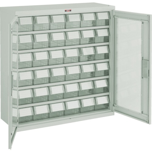 トラスコ中山 TRUSCO パーツケース バンラックケース M型 両開き扉 透明引出小X36個 透明(ご注文単位1台)【直送品】