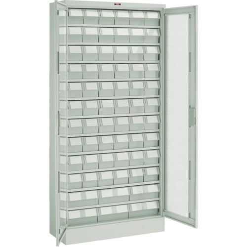 トラスコ中山 TRUSCO パーツケース バンラックケース M型 両開き扉 引出小X60 大X6個 ネオグレー(ご注文単位1台)【直送品】