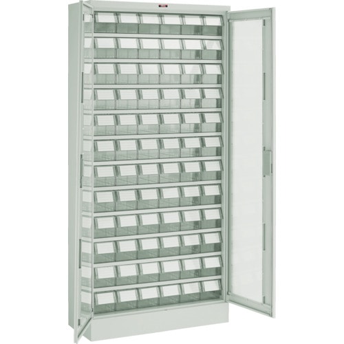 トラスコ中山 TRUSCO パーツケース バンラックケース M型 両開き扉 透明引出小X72個 透明(ご注文単位1台)【直送品】