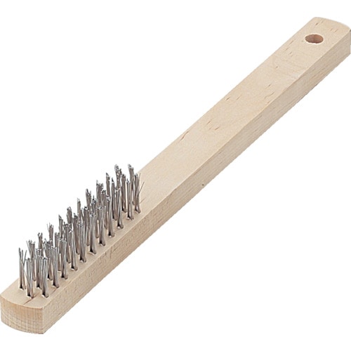 トラスコ中山 TRUSCO 木柄3行ブラシ ステンレス線(ご注文単位1本)【直送品】