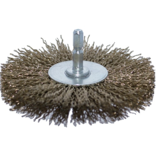 トラスコ中山 TRUSCO 軸付ホイールブラシ Φ100x軸6.35 真鍮メッキ鋼線線径0.2(ご注文単位1個)【直送品】