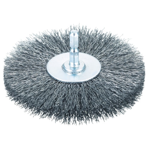 トラスコ中山 TRUSCO 軸付ホイールブラシ φ100X軸6.35 鋼線0.3(ご注文単位1個)【直送品】