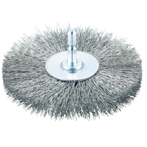 トラスコ中山 TRUSCO 軸付ホイールブラシ φ100X軸6.35 ステンレス線0.3(ご注文単位1個)【直送品】
