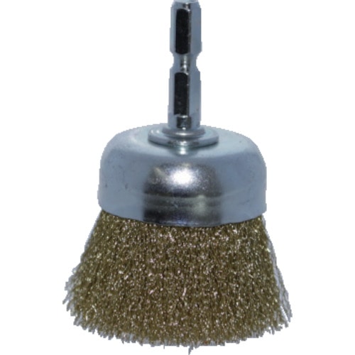 トラスコ中山 TRUSCO 軸付カップブラシ Φ50X軸6.35 真鍮線 0.15線（ご注文単位1個）【直送品】