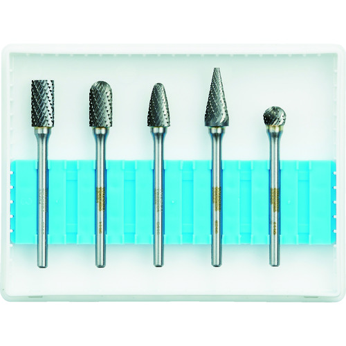トラスコ中山 TRUSCO 超硬バーセットBシリーズ 軸3mm 刃径6.4mm 5本セット（ご注文単位1セット）【直送品】