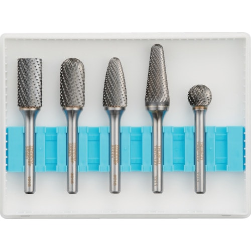 トラスコ中山 TRUSCO 超硬バーセットCシリーズ 軸6mm 刃径12.7mm 5本セット（ご注文単位1セット）【直送品】