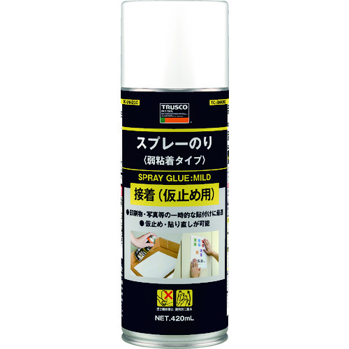 トラスコ中山 TRUSCO スプレ-のり 弱粘着タイプ 420ml(ご注文単位1本)【直送品】