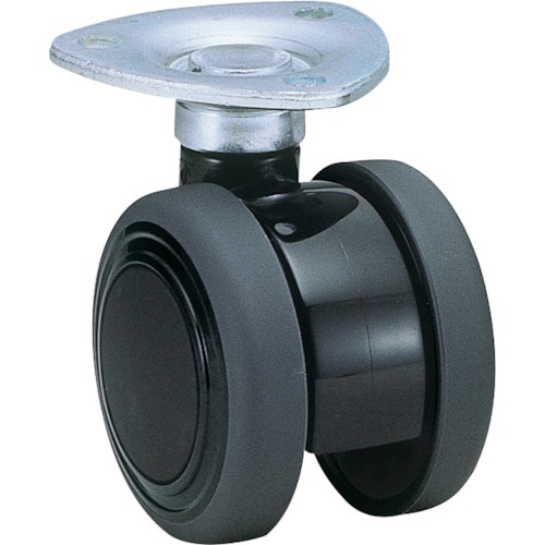 トラスコ中山 東海 プレート式双輪キャスター(エラストマー車) 50mm 黒色(ご注文単位1個)【直送品】