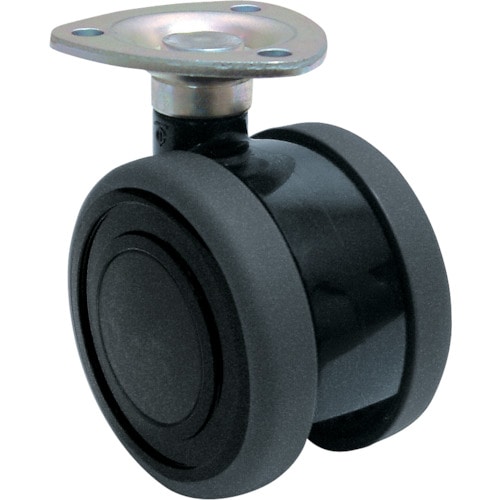 トラスコ中山 東海 プレート式双輪キャスター(エラストマー車) 60mm 黒色(ご注文単位1個)【直送品】
