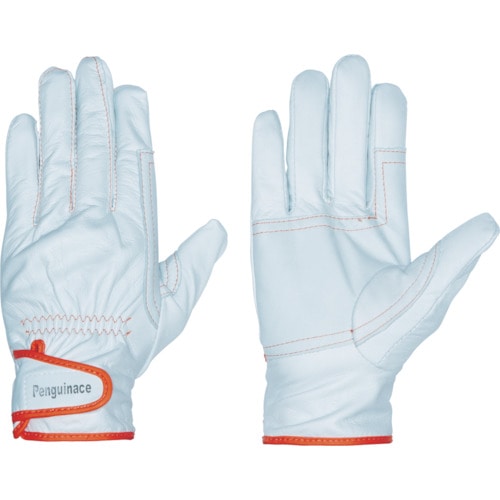 トラスコ中山 ペンギンエース 国産牛本革手袋 レインジャー・アテツキ(オレンジ・フリーサイズ)(ご注文単位1組)【直送品】