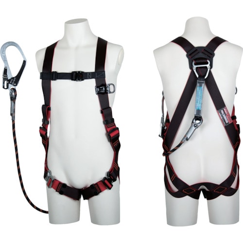 トラスコ中山 ツヨロン レヴォハーネスランヤード付き TH-508-GB99-OT Gブレード 黒/赤 Lサイズ 赤（ご注文単位1本）【直送品】