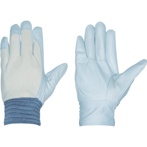 トラスコ中山 ペンギンエース 牛本革手袋(袖口ゴムタイプ) 国産クレスト甲メリ ホワイト M(ご注文単位1組)【直送品】