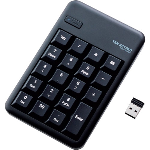 トラスコ中山 エレコム 2.4GHzワイヤレステンキーパッド ブラック(ご注文単位1個)【直送品】