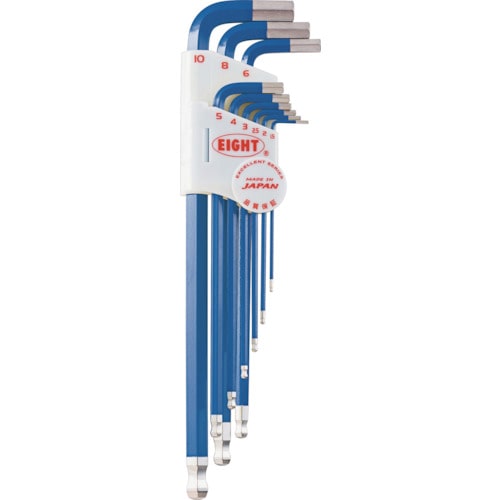 トラスコ中山 エイト 六角棒スパナ テーパーヘッド エキストラロング 単色カラーセット ブルー(ご注文単位1セット)【直送品】