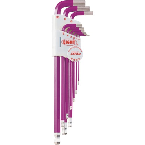 トラスコ中山 エイト 六角棒スパナ テーパーヘッド エキストラロング 単色カラーセットパープル(ご注文単位1セット)【直送品】