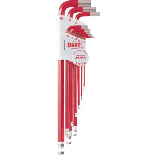 トラスコ中山 エイト 六角棒スパナ テーパーヘッド エキストラロング 単色カラーセット レッド(ご注文単位1セット)【直送品】