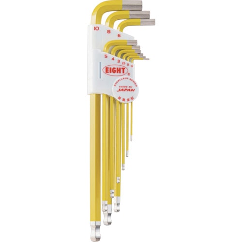 トラスコ中山 エイト 六角棒スパナ テーパーヘッド エキストラロング 単色カラーセットイエロー(ご注文単位1セット)【直送品】