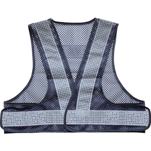 トラスコ中山 TRUSCO メッシュ安全ベスト ショート丈 紺*シルバー 着丈420mm(ご注文単位1着)【直送品】