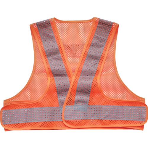 トラスコ中山 TRUSCO メッシュ安全ベスト ショート丈 オレンジ*シルバー 着丈420mm(ご注文単位1着)【直送品】