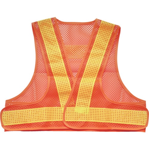 トラスコ中山 TRUSCO メッシュ安全ベスト ショート丈 オレンジ*イエロー 着丈420mm(ご注文単位1着)【直送品】
