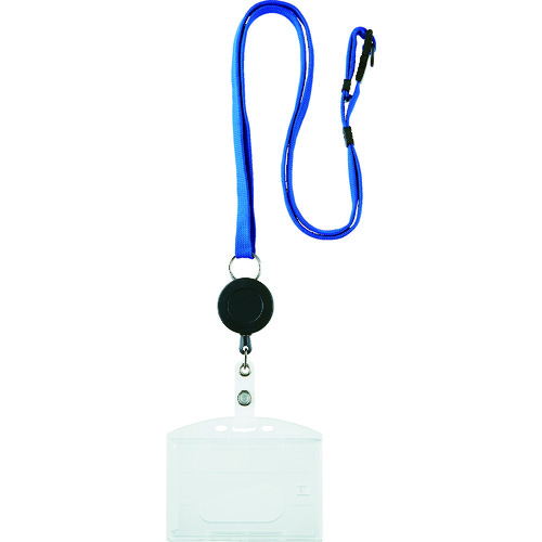 トラスコ中山 TRUSCO ストラップ付リールクリップ名札 ハード 2枚収納 青(ご注文単位1枚)【直送品】