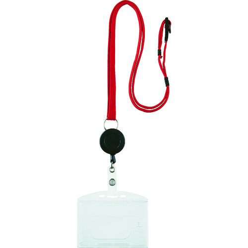 トラスコ中山 TRUSCO ストラップ付リールクリップ名札 ハード 2枚収納 赤(ご注文単位1枚)【直送品】