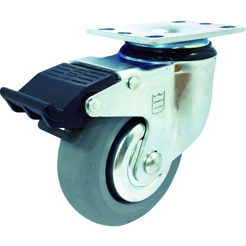 トラスコ中山 SAMSONG 高弾性ゴムキャスター 自在ストッパー付 MIRゴム車 76mm(ご注文単位1個)【直送品】