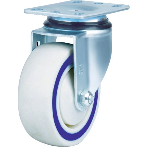 トラスコ中山 SAMSONG サンドイッチクッションキャスター 自在ナイロンゴム車 125mm(ご注文単位1個)【直送品】