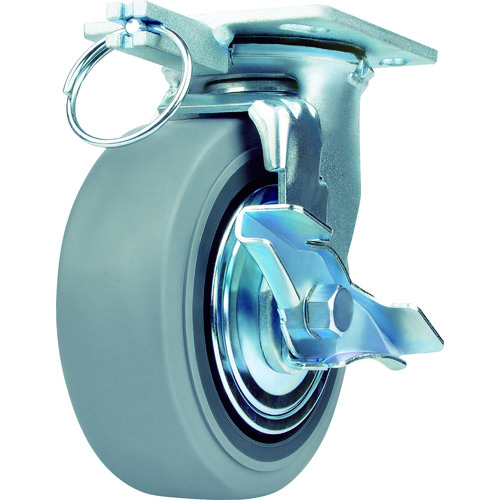 トラスコ中山 SAMSONG 重荷重用キャスター 自在 ゴム車125mm ブレーキ付(ご注文単位1個)【直送品】