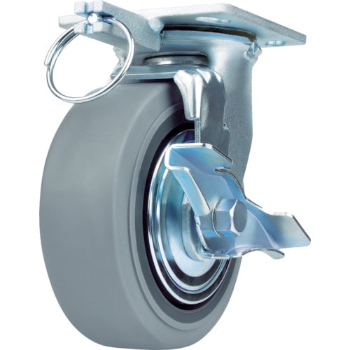 トラスコ中山 SAMSONG 重荷重用キャスター 自在 ゴム車150mm ブレーキ付(ご注文単位1個)【直送品】