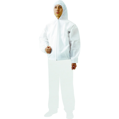 トラスコ中山 TRUSCO TRUSCO 不織布使い捨て保護服フード付ジャンバー Sサイズ（ご注文単位1着）【直送品】