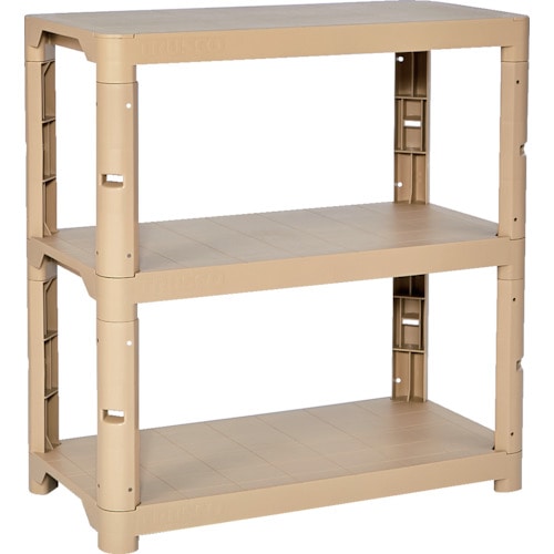 トラスコ中山 TRUSCO プラ棚 高さ943-3段タイプ コーナーキャップ4個付 ライトサンド(ご注文単位5台)【直送品】