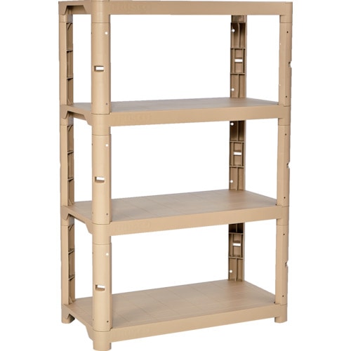 トラスコ中山 TRUSCO プラ棚 高さ1371-4段タイプ コーナーキャップ4個付 ライトサンド(ご注文単位1台)【直送品】