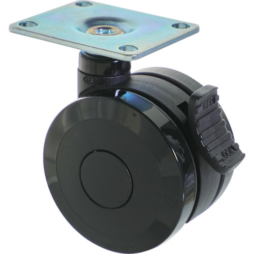 トラスコ中山 TRUSCO プレート式双輪キャスター エラストマ-車輪 自在ストッパー付 Φ100 ブラック(ご注文単位1個)【直送品】