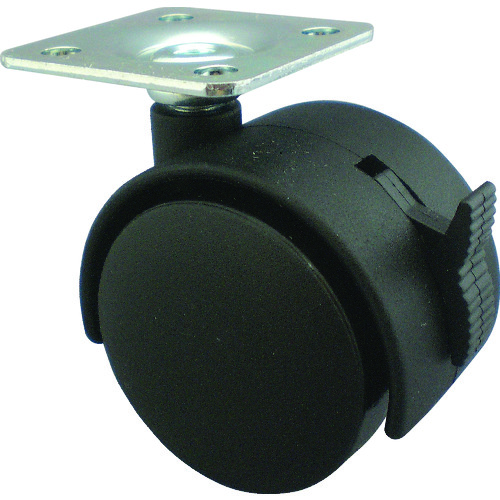 トラスコ中山 TRUSCO プレート式双輪キャスター ナイロン車輪 自在ストッパー付 Φ50(ご注文単位1個)【直送品】