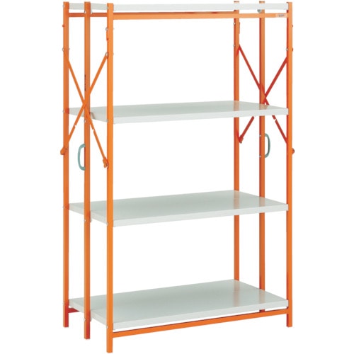 トラスコ中山 TRUSCO ワンタッチラック W915XD450XH1368 4段 白Xオレンジ(ご注文単位1台)【直送品】