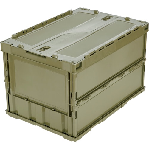 トラスコ中山 TRUSCO オリコン 薄型折りたたみコンテナ 50L ロックフタ付 OD色(ご注文単位1個)【直送品】