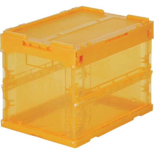 トラスコ中山 TRUSCO オリコン α折りたたみコンテナ スケルコン 20L(蓋付) 透明オレンジ オレンジ(ご注文単位1個)【直送品】