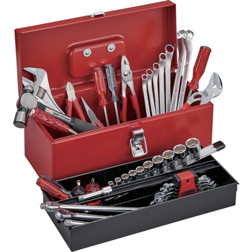 トラスコ中山 TONE 整備用工具セット ツールセット 43pcs レッド 間口410×奥行175×高さ175mm(ご注文単位1セット)【直送品】