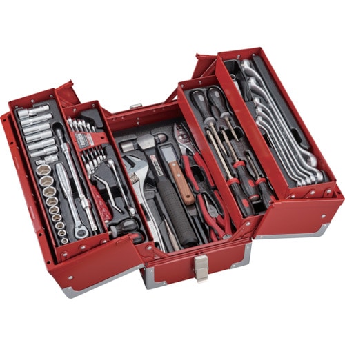トラスコ中山 TONE 整備用工具セット ツールセット(オートメカニック用) レッド 61点セット(ご注文単位1セット)【直送品】