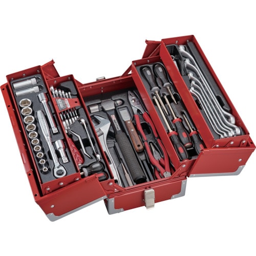 トラスコ中山 TONE 整備用工具セット ツールセット(オートメカニック用) レッド 56点セット(ご注文単位1セット)【直送品】