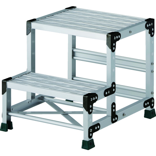 トラスコ中山 TRUSCO 作業用踏台 アルミ製・グレーチング仕様 SUS金具 2段 高さ0.5m 天板500×400(ご注文単位1台)【直送品】