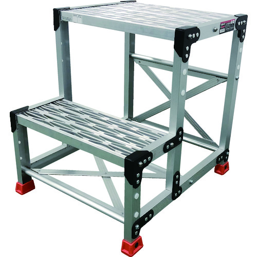 トラスコ中山 TRUSCO 作業用踏台 アルミ製・グレーチング仕様 SUS金具 2段 高さ0.6m 天板500×400(ご注文単位1台)【直送品】