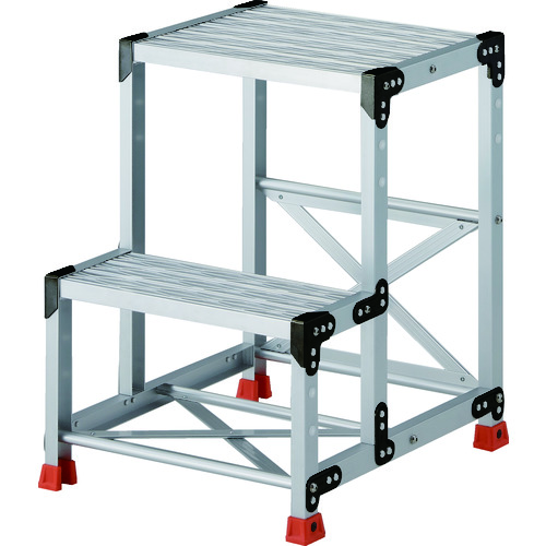 トラスコ中山 TRUSCO 作業用踏台 アルミ製・グレーチング仕様 SUS金具 2段 高さ0.7m 天板500×400(ご注文単位1台)【直送品】