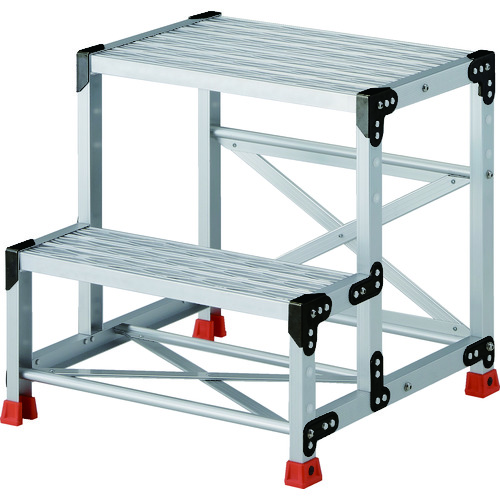 トラスコ中山 TRUSCO 作業用踏台 アルミ製・グレーチング仕様 SUS金具 2段 高さ0.6m 天板600×400(ご注文単位1台)【直送品】