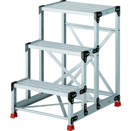 トラスコ中山 TRUSCO 作業用踏台 アルミ製・グレーチング仕様 SUS金具 3段 高さ0.9m 天板600×400(ご注文単位1台)【直送品】